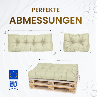TexDeko® Garden Palettenkissen Sitzkissen 120x80cm - 2er Set Sand