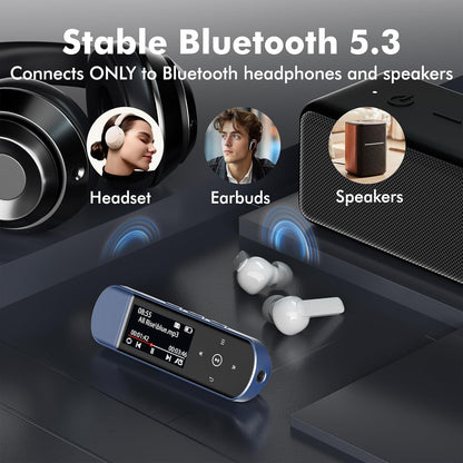 RUIZU X80 MP3-Player mit Bluetooth 5.3, 64 GB, Clip und FM-Radio