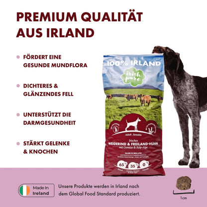 Irish Pure Trockenfutter Adult Hundefutter - Rind Huhn Getreidefrei 12kg