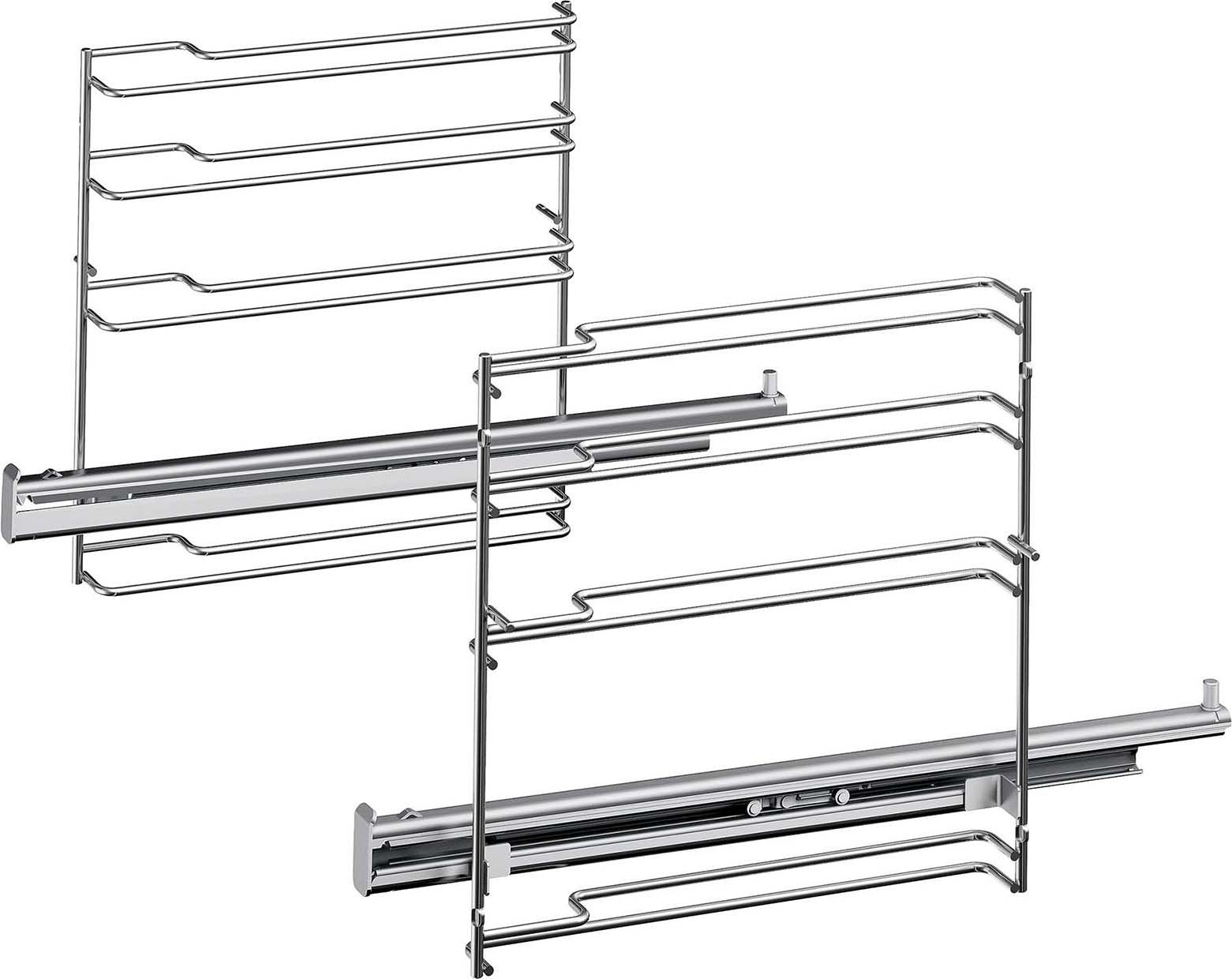 Siemens HZ638170 Teleskopauszüge für Herd & Backofen. Silberne Metallschienen zum vollständigen Auszug von Backblechen.