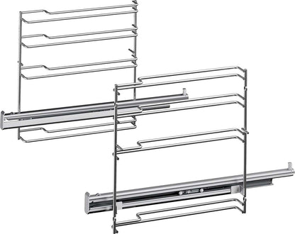 Siemens HZ638170 Teleskopauszüge für Herd & Backofen. Silberne Metallschienen zum vollständigen Auszug von Backblechen.