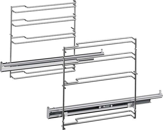 Siemens HZ638170 Teleskopauszüge für Herd & Backofen. Silberne Metallschienen zum vollständigen Auszug von Backblechen.