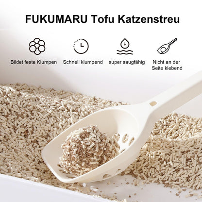 FUKUMARU Tofu Katzenstreu 10,8 kg, Klumpstreu mit Apfelholz