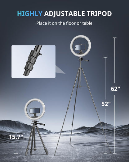 UBeesize Ringlicht 12 Zoll mit 50 Zoll Stativ, dimmbar, Schwarz