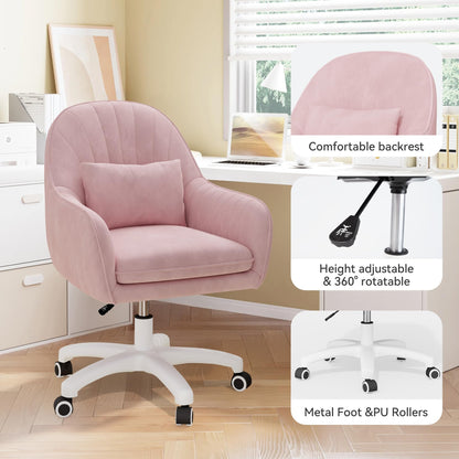 Aivermeil Bürostuhl ergonomisch mit Kopfstütze, höhenverstellbar, Rosa