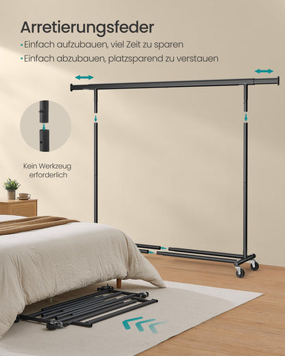 SONGMICS Schwerlast Kleiderständer auf Rollen - Schwarz HSR175B01