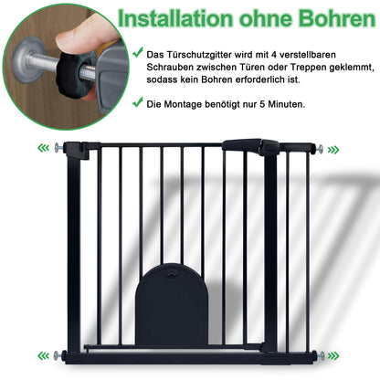 UISEBRT Treppenschutzgitter ohne Bohren mit Katzentür, 75-85 cm