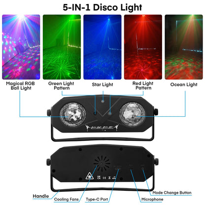PartyLux 5-in-1 Discolicht Kaleidoskop mit Stativ - Fernbedienung