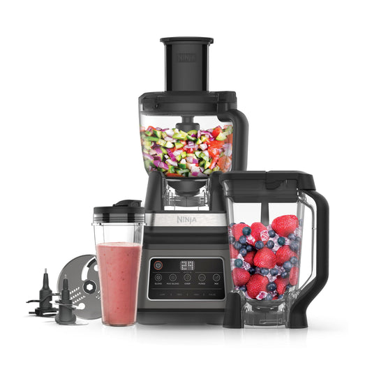Ninja BN800EU 3-in-1 Küchenmaschine & Mixer - Schwarz. Schwarze Einheit für Mixen, Zerkleinern und Pürieren von Lebensmitteln.