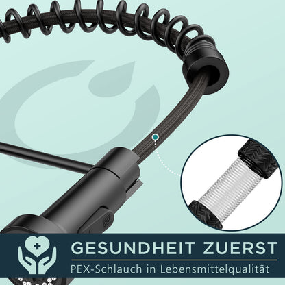 FORIOUS Küchenarmatur mit herunterziehbarer Brause, 360° schwenkbar