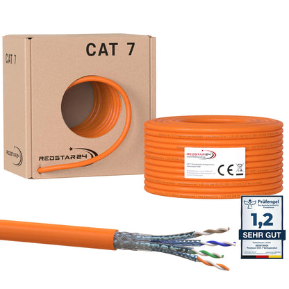RedStar24 CAT 7 Verlegekabel 50 m S/FTP Netzwerkkabel halogenfrei, geschirmtes Kupfer-Installationskabel