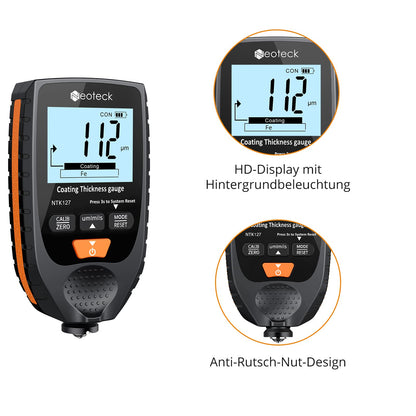 Neoteck Autolack Schichtdickenmessgerät Handheld LCD - Schwarzorange