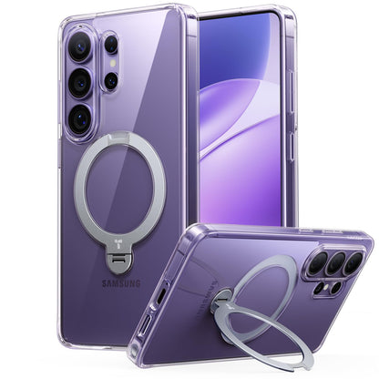 TORRAS Ostand Q3 Spin Hülle für Samsung Galaxy S26 Ultra transparent mit 360°-Magnetständer
