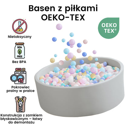 Zedachica Bällebad Baby 90x30 cm Schaumstoff rund grau ohne Bälle