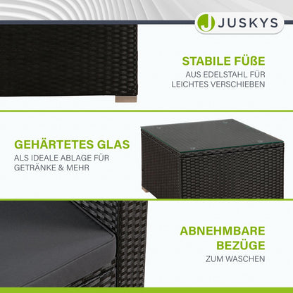 Juskys Garten Lounge Punta Cana L 4-5 Personen – Schwarz/Grau