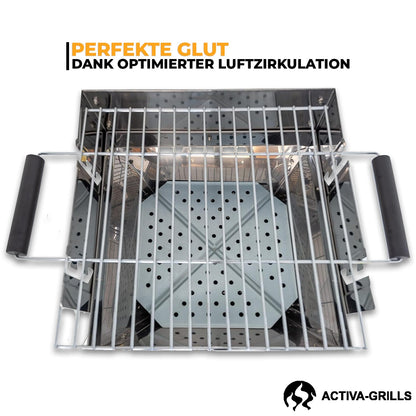 ACTIVA Saalfeld Holzkohlegrill aus Edelstahl mit verchromtem Grillrost