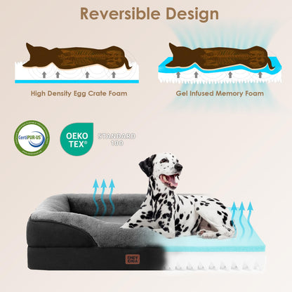 EHEYCIGA Orthopädisches Hundebett Mittel Memory Foam Grau/Schwarz