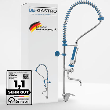 BE-GASTRO® Gastro Geschirrbrause Einloch Premium Hebelgriff Blau. Blaue Einloch-Brause mit Hebelgriff zur Gastro-Geschirreinigung.