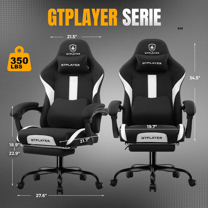 GTPLAYER Gaming Stuhl, ergonomischer Bürostuhl aus Stoff, schwarz