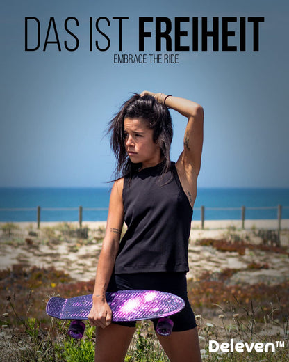 Deleven Skateboard LED Rollen 56 cm für Kinder & Erwachsene