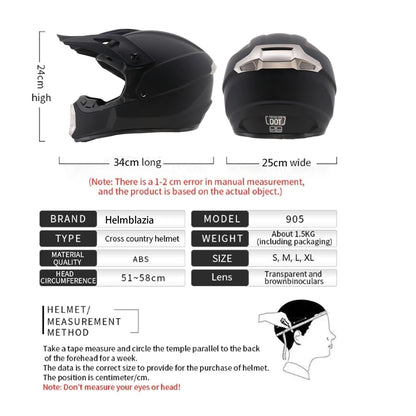 MoHelmHui Motocross Helm Fullface Set mit Brille und Handschuhen