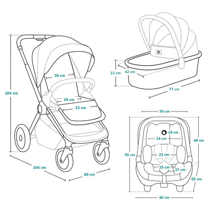 LIONELO Mika 3in1 Kinderwagen Set Babyschale - Blue Navy