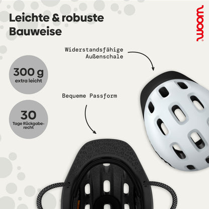 woom READY Kinder-Fahrradhelm, Pale Grey, Grösse S (50–53 cm)