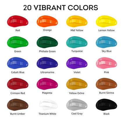 ABEIER Acrylfarben Set, 20 Farben à 250 ml, matt, ungiftig