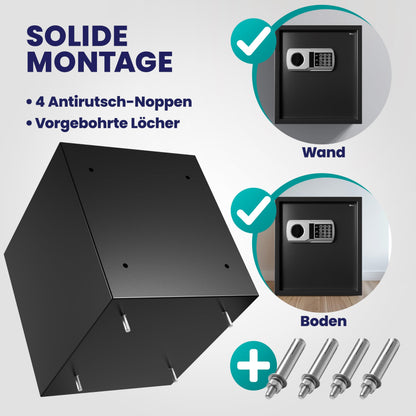 DEUBA XXL Elektrischer Tresor Safe 35x40x40cm Schwarz