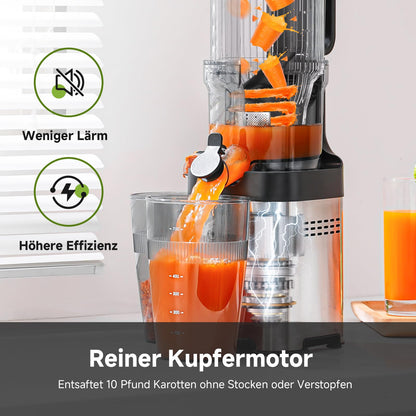 AMZCHEF Slow Juicer 1902M – Entsafter mit 120 mm Einfüllschacht