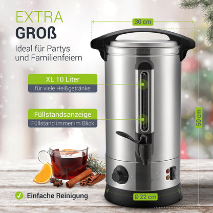 Juskys Teramo Glühweinkocher Heissgetränkespender 10L Edelstahl