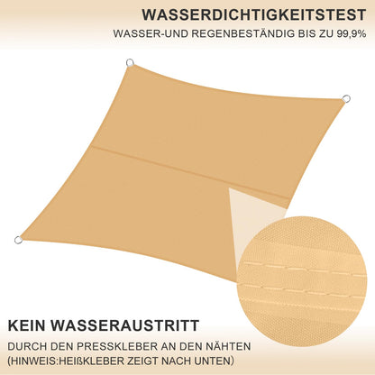 HENG FENG Sonnensegel Rechteckig – 3.5x4.5m Wasserdicht Sand