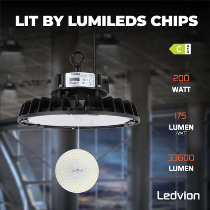 Ledvion UFO LED Hallenstrahler Dimmbar 120-160-200W IP65