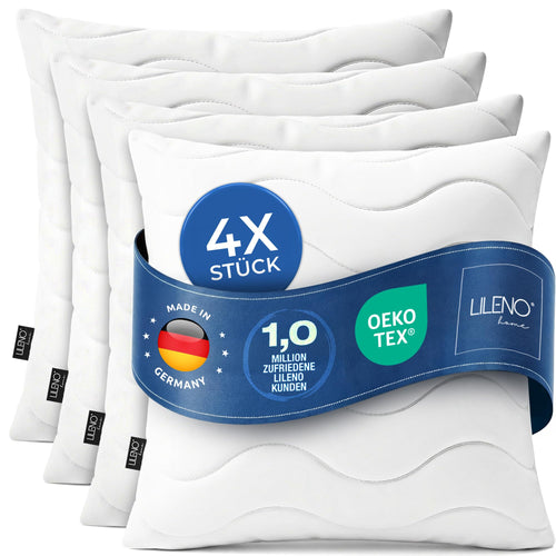 LILENO HOME Allergiker Kopfkissen 80x80 cm, 4er Set, 95 °C waschbar