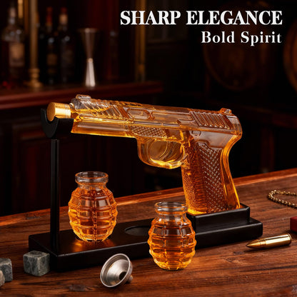 Oaksea Whisky Karaffe Set – Dekanter mit 2 Gläsern und Ausgiesser