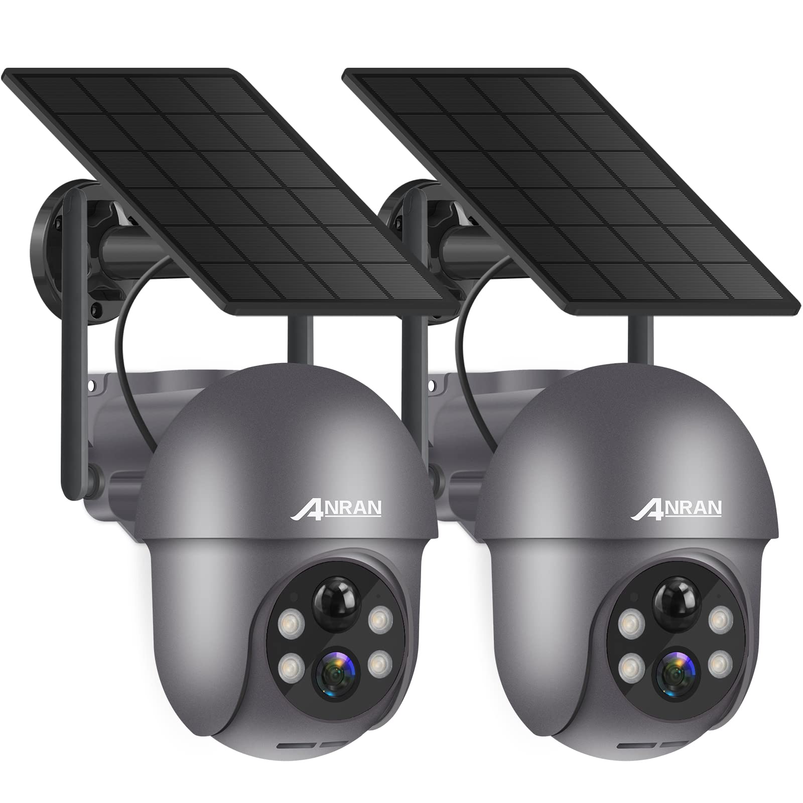 ANRAN 2K Solar Überwachungskamera Aussen WLAN 360° PTZ, 2er-Set mit Solarpanel