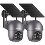 ANRAN 2K Solar Überwachungskamera Aussen WLAN 360° PTZ, 2er-Set mit Solarpanel