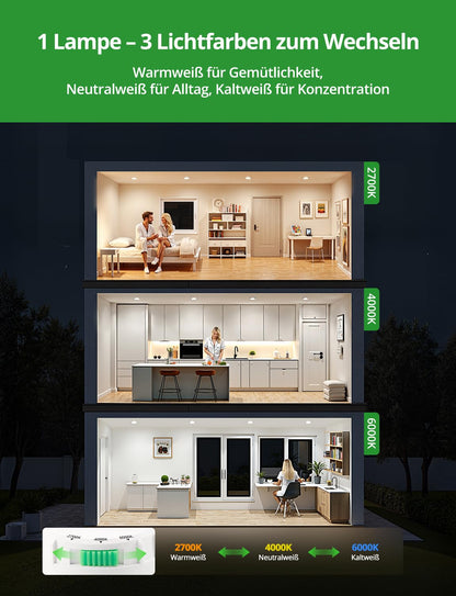 HOMEOW LED Einbaustrahler 20er Set, dimmbar, 230V, IP44, ultra flach