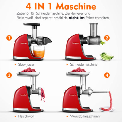 AMZCHEF Entsafter Testsieger Slow Juicer – Kirschenrot