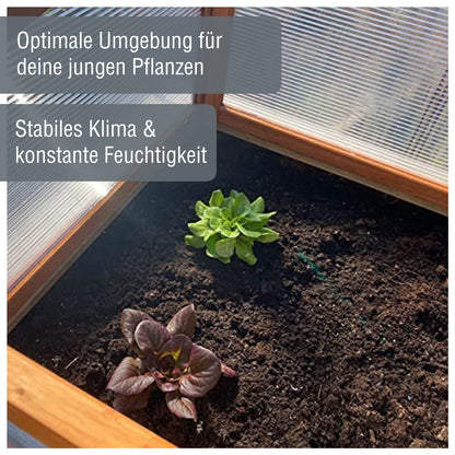 zooprinz Frühbeet HERBA – Pflanzbeet für Terrasse / Garten und Balkon – Gewächshaus – Anzuchtbeet mit Abdeckung aus Holz & Polycarbonat – idealer Schutz für Kräuter und Co.