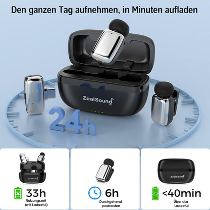 zealsound M6 Mini Lavalier Mikrofon kabellos mit Geräuschunterdrückung