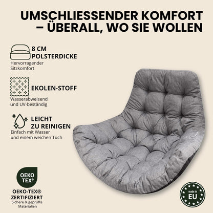 Bjird Hängesessel Kissen, Sitzauflage für Polyrattan & Rattan, Beige