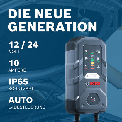 Bosch C70 Autobatterie-Ladegerät – 10A Erhaltungsladung 12V/24V