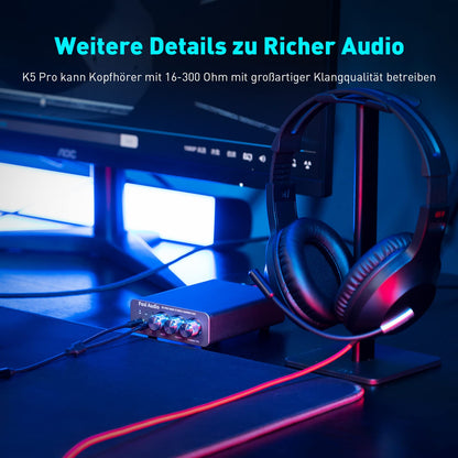 Fosi Audio K5 Pro HiFi Kopfhörerverstärker USB DAC Gaming