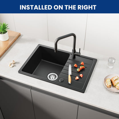 CECIPA Granit Küchenspüle Schwarz – 65x45 cm Einbauspüle