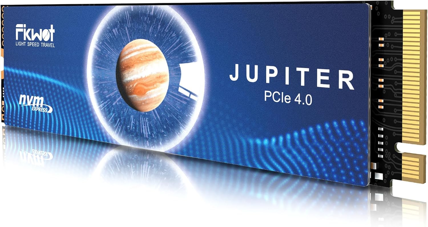 Fikwot FX991 M.2 NVMe Gaming SSD – 2TB PCIe Gen4. Schwarzer M.2 Speicherriegel. Bietet schnellen Speicher für Gaming.