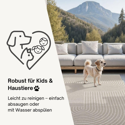 The Carpet Santo Plus Wohnzimmer/Outdoor Teppich - Beige 200x280 cm