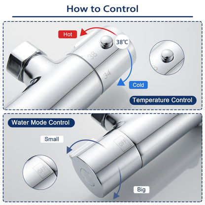 Duschthermostat Aufputz 2 Wege - Messing, 38°C Sicherheitstaste