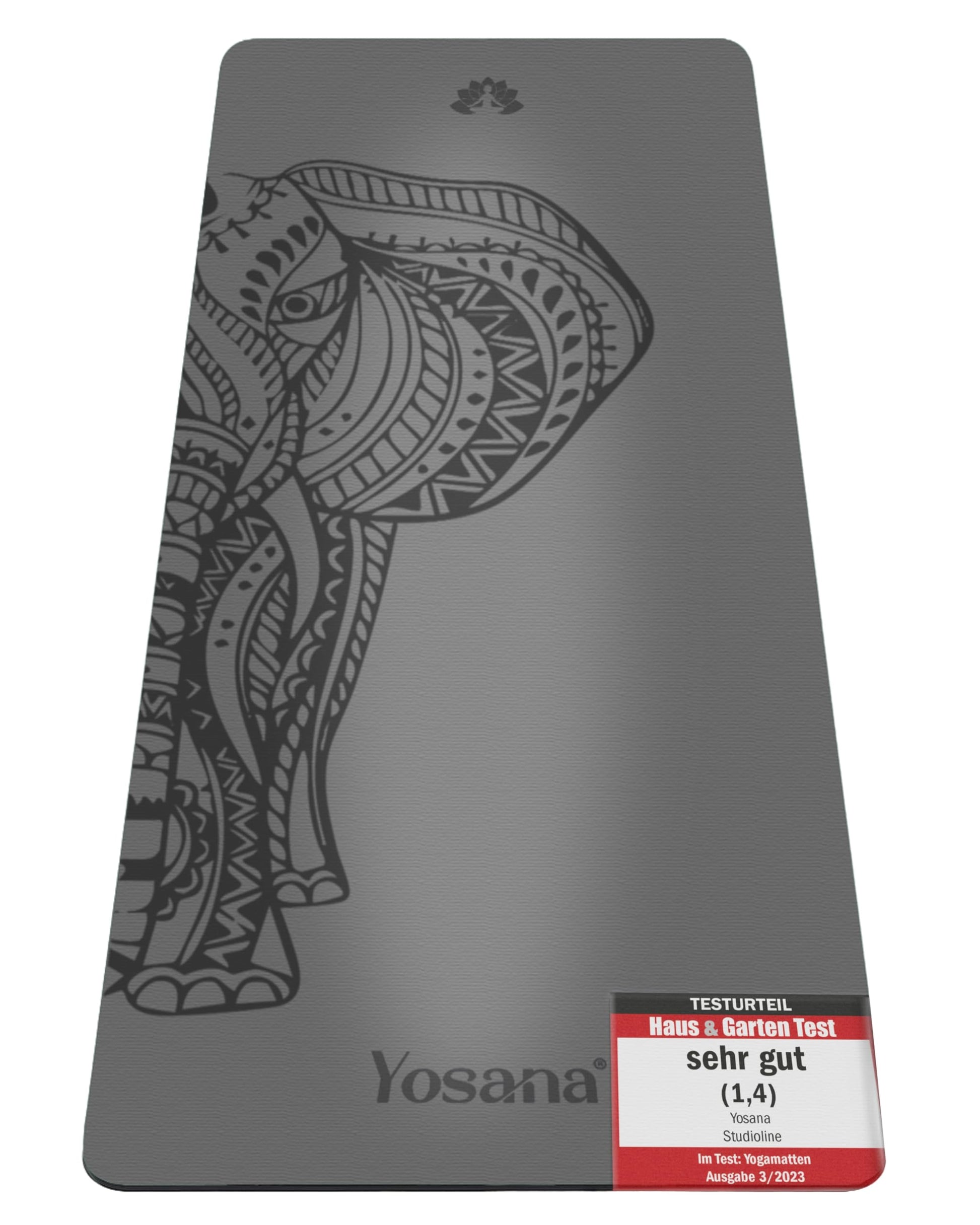 Yosana Yogamatte Naturkautschuk ECO PU Ultra Grip - 183x68cm 4mm. Rechteckige, schwarze Rutschmatte für Yoga.