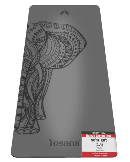 Yosana Yogamatte Naturkautschuk ECO PU Ultra Grip - 183x68cm 4mm. Rechteckige, schwarze Rutschmatte für Yoga.